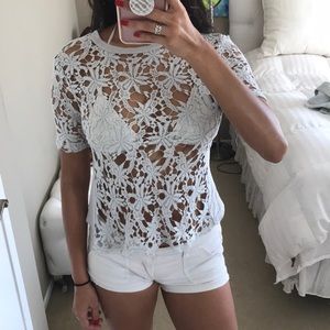 Cute ZARA crochet tee light blue SMALL